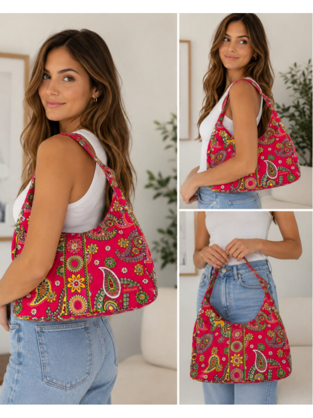 Women's Bella Taylor Quilted Shoulder Bag Pink Yellow Paisley